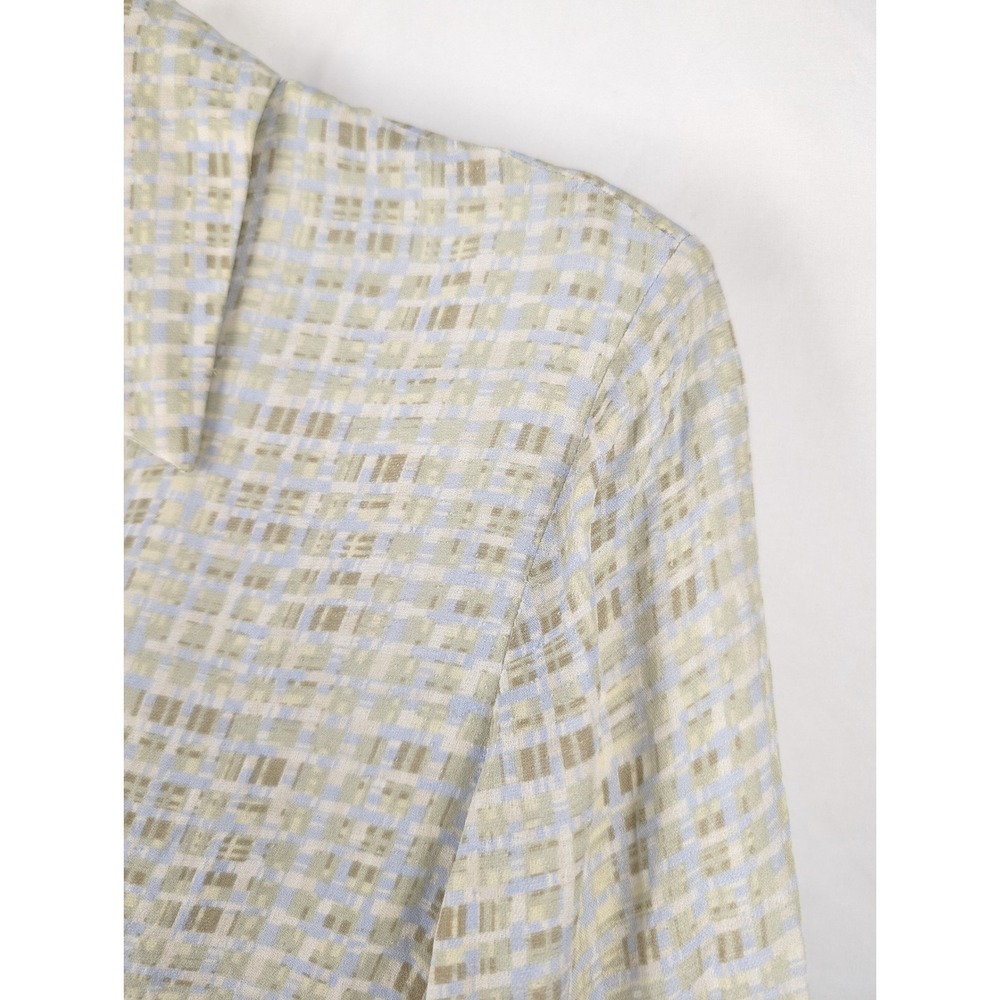 Vintage Y2K Geometric Abstract 100% Silk Button Top Size 10 Long Sleeve Office - Picture 5 of 10